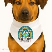Earth Day Every Day Save Our Planet Rainbow Tree USA-Made Doggie Bandana thumb 1