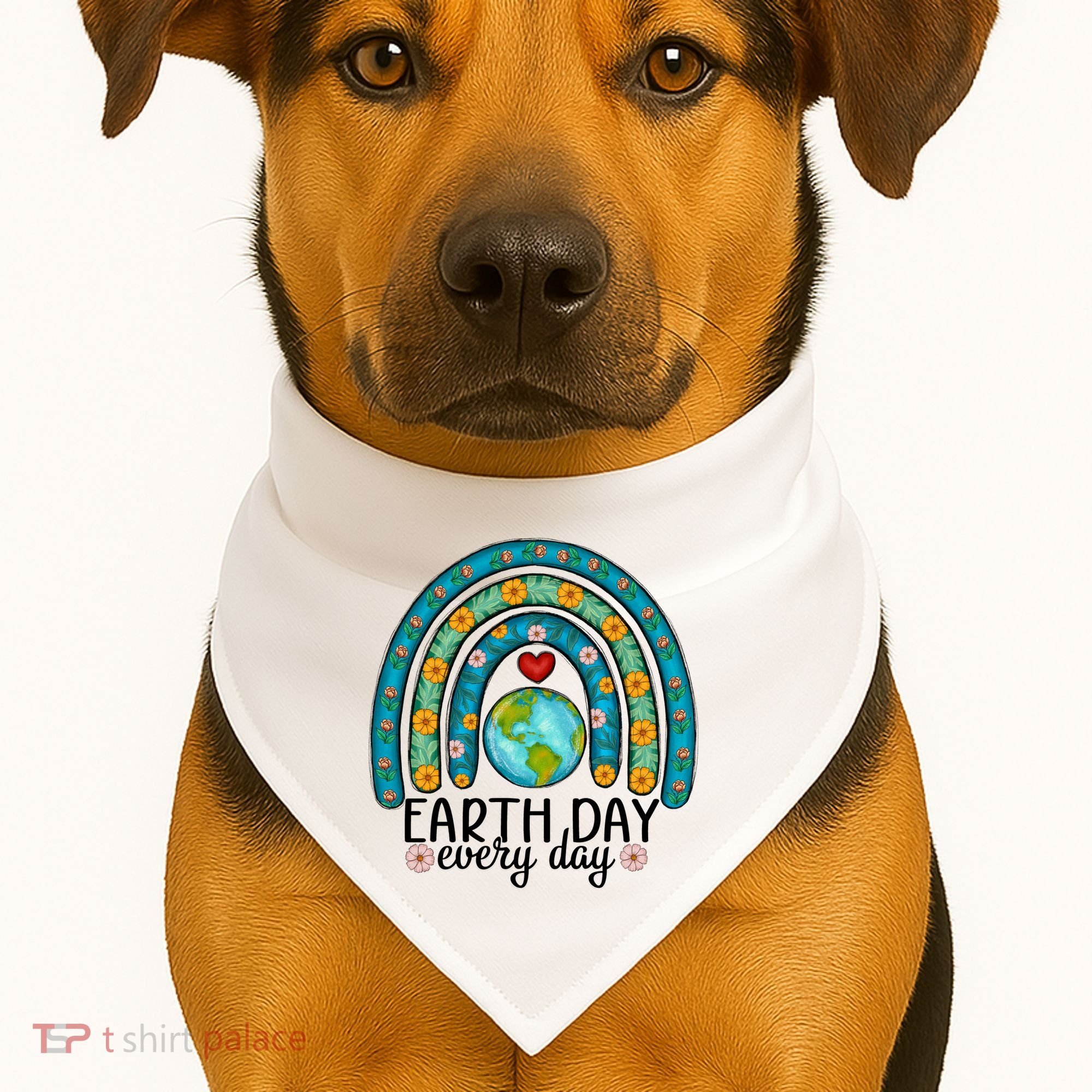 Earth Day Every Day Save Our Planet Rainbow Tree USA-Made Doggie Bandana