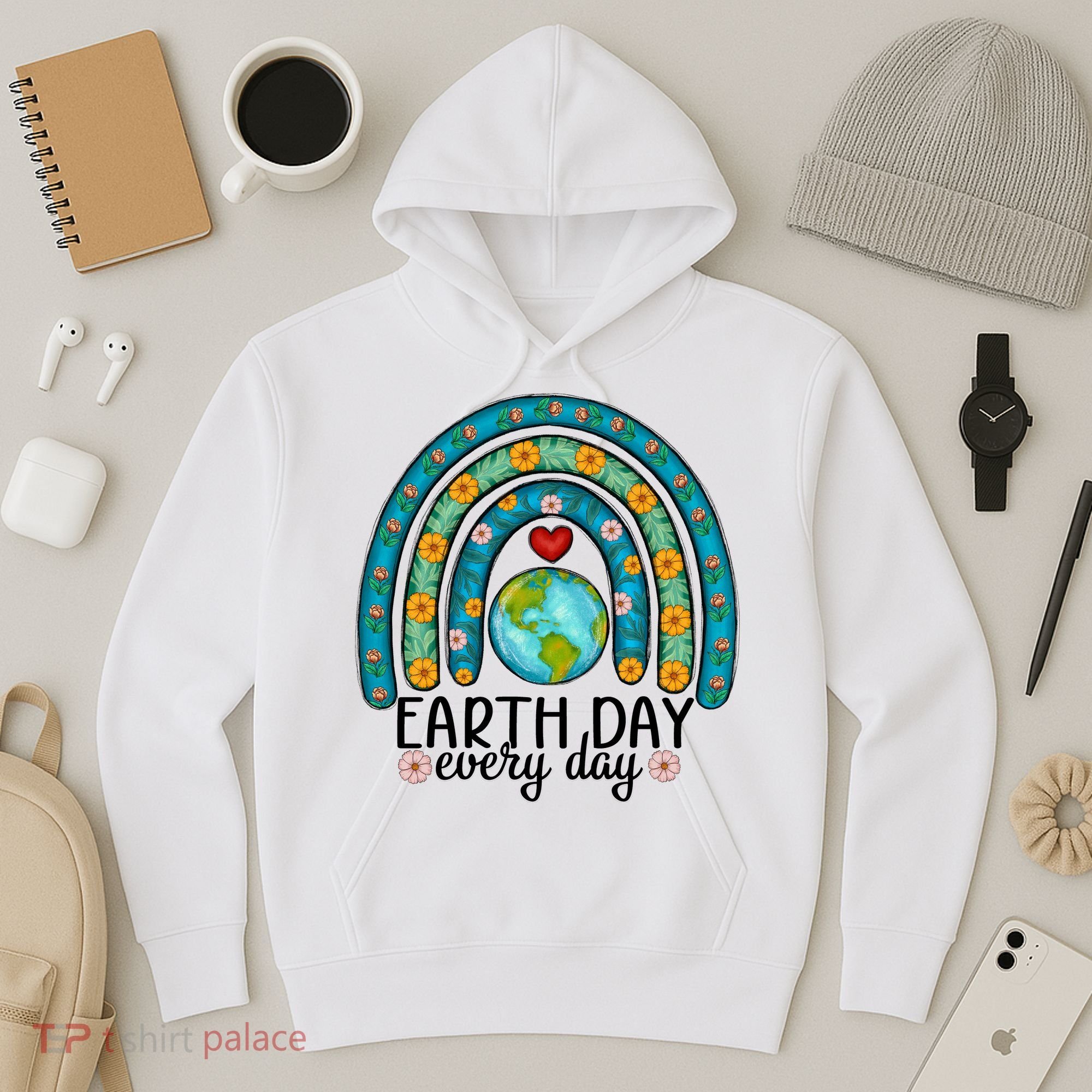 Earth Day Every Day Save Our Planet Rainbow Tree Hoodie