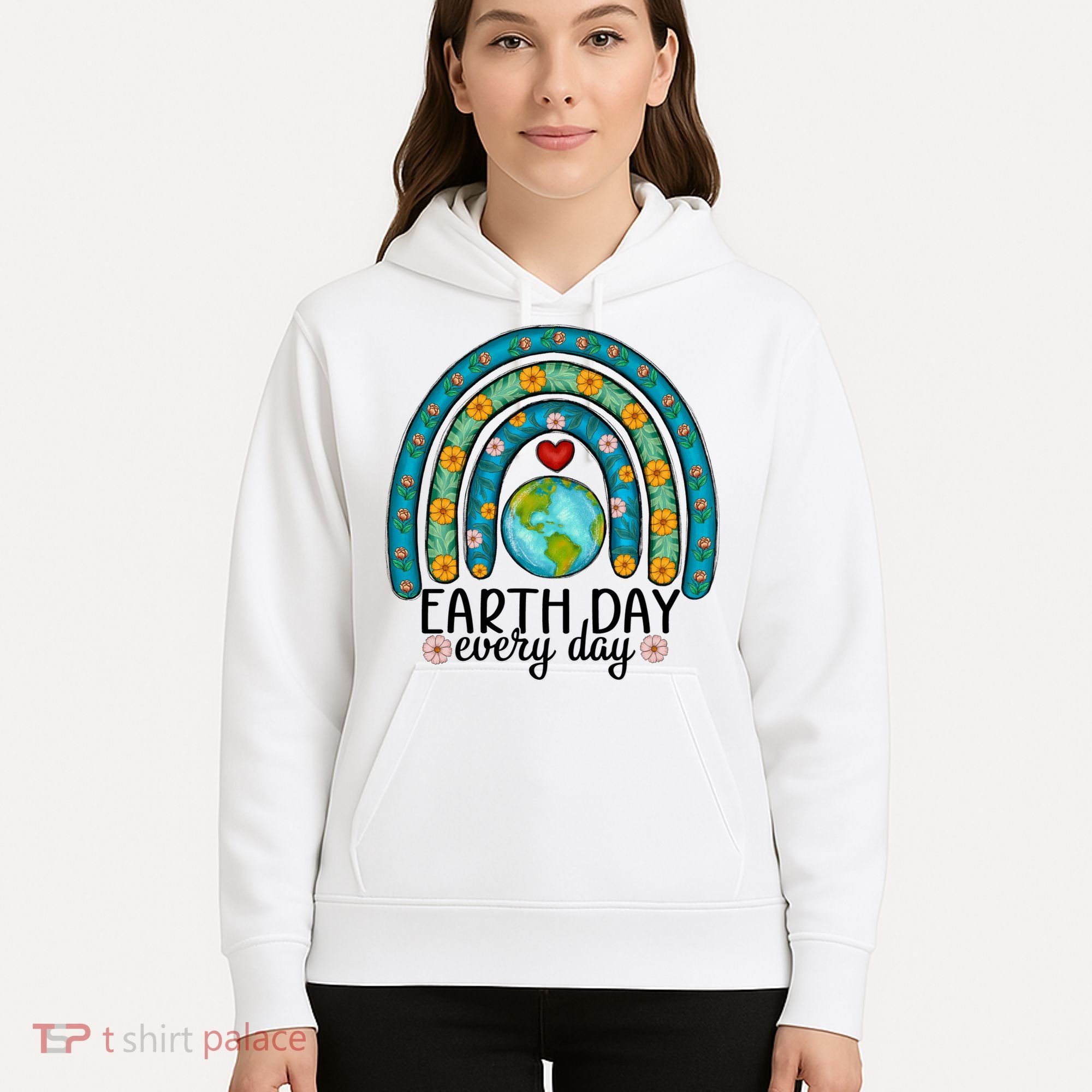 Earth Day Every Day Save Our Planet Rainbow Tree Hoodie