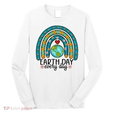 Earth Day Every Day Save Our Planet Rainbow Tree Long Sleeve Shirt