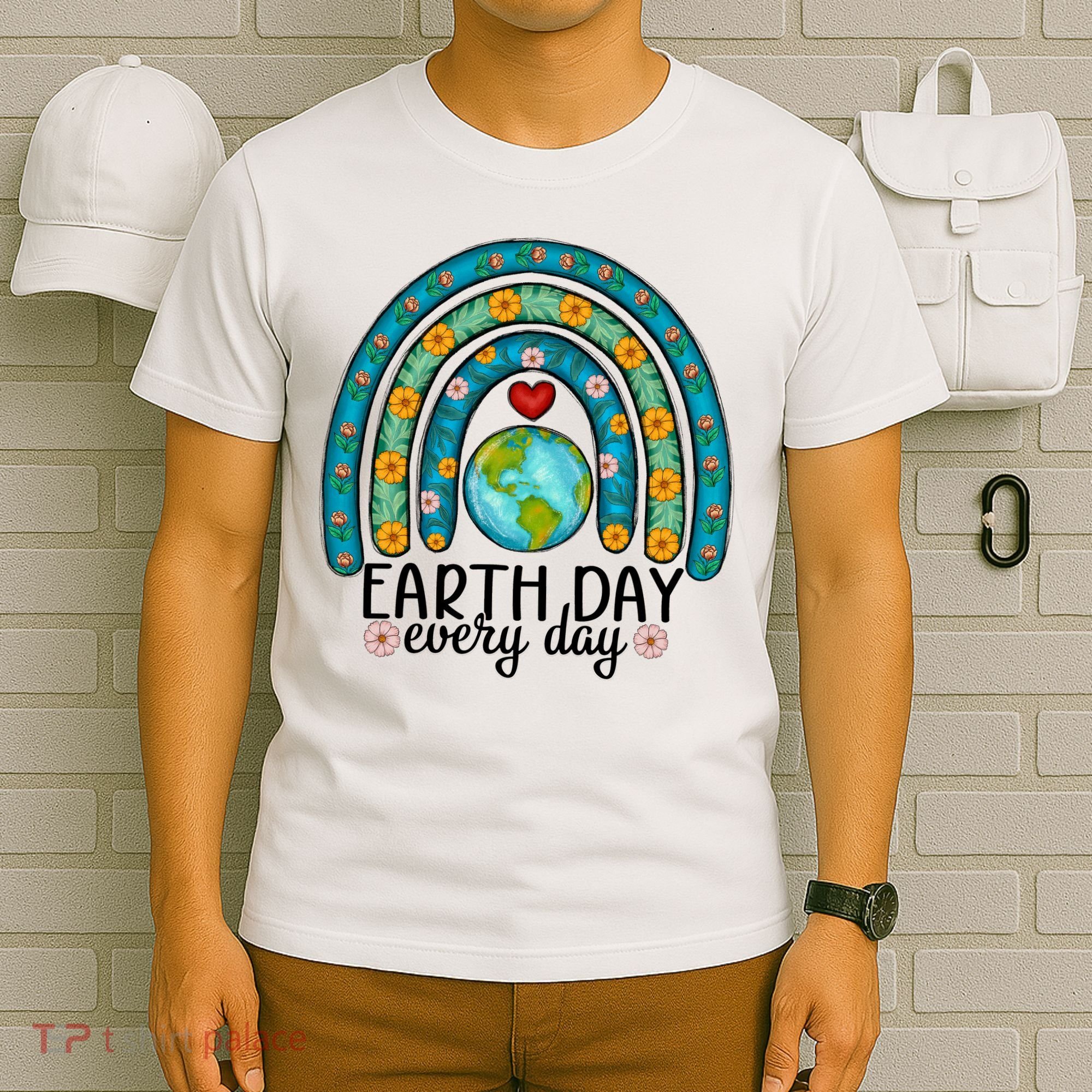Earth Day Every Day Save Our Planet Rainbow Tree T-Shirt