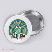 Earth Day Every Day Save Our Planet Rainbow Tree Button thumb 0