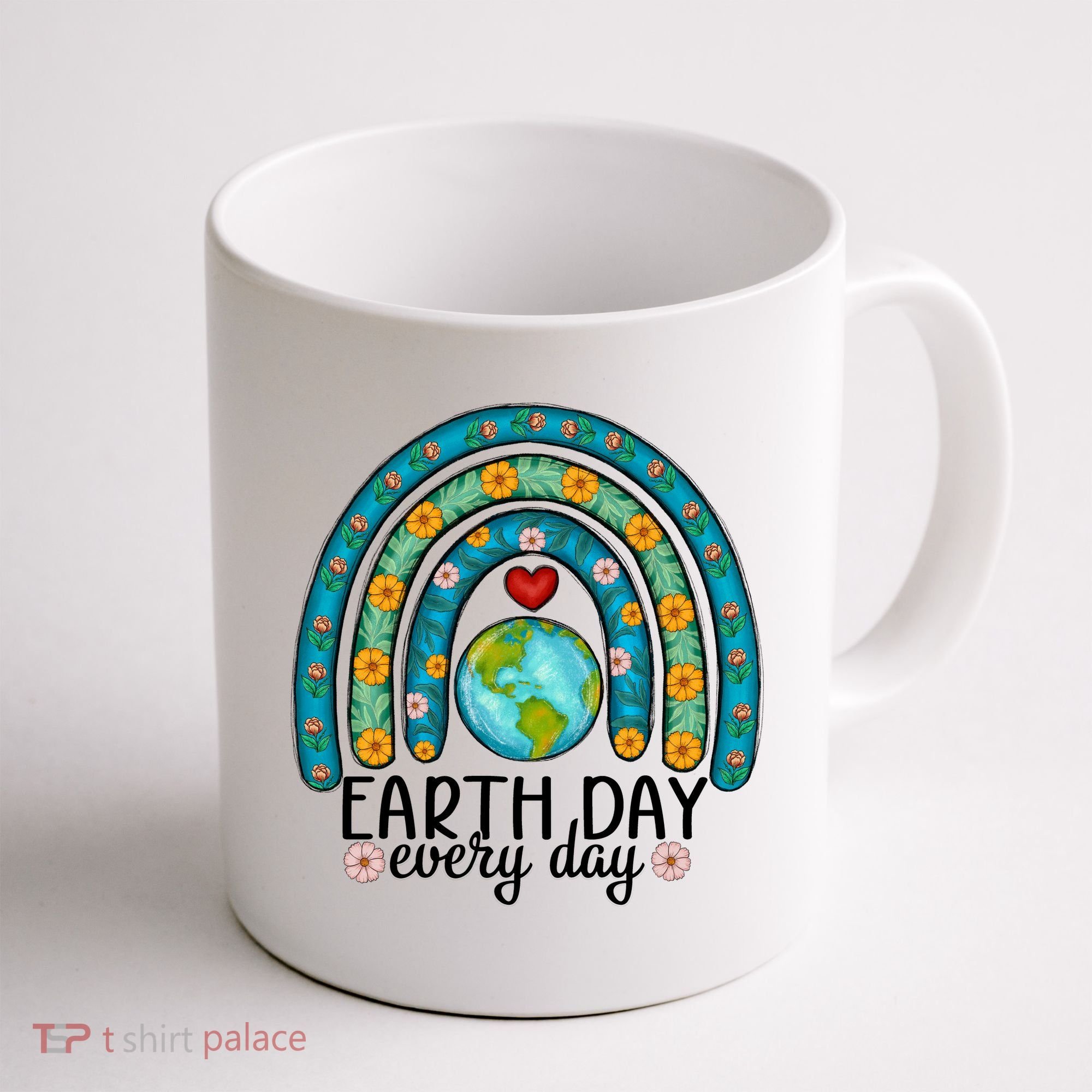 Earth Day Every Day Save Our Planet Rainbow Tree Coffee Mug