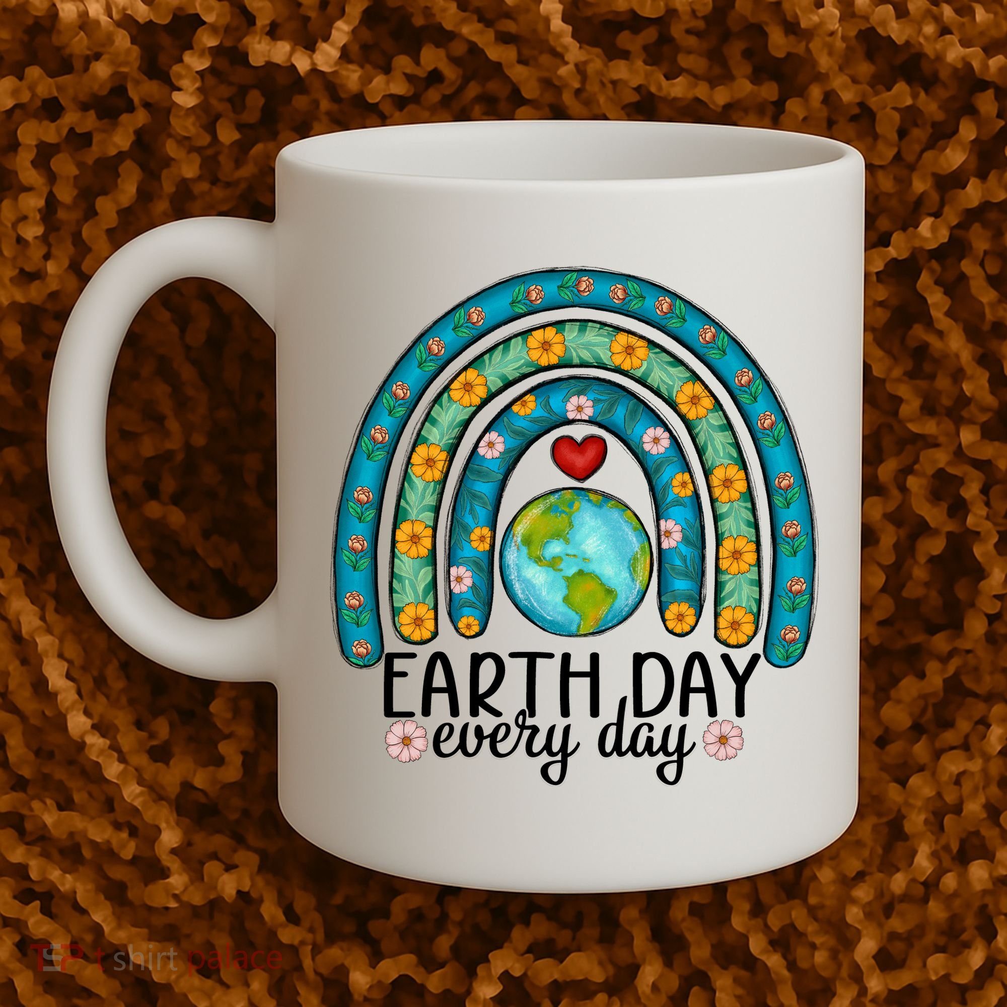 Earth Day Every Day Save Our Planet Rainbow Tree Coffee Mug