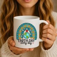 Earth Day Every Day Save Our Planet Rainbow Tree Coffee Mug thumb 3