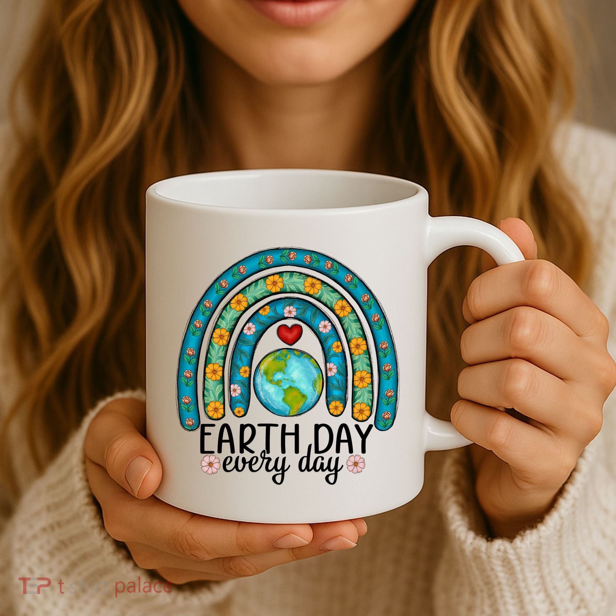 Earth Day Every Day Save Our Planet Rainbow Tree Coffee Mug