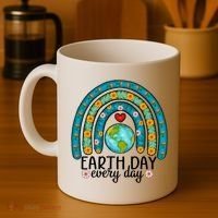 Earth Day Every Day Save Our Planet Rainbow Tree Coffee Mug thumb 4