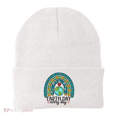 Earth Day Every Day Save Our Planet Rainbow Tree Beanie