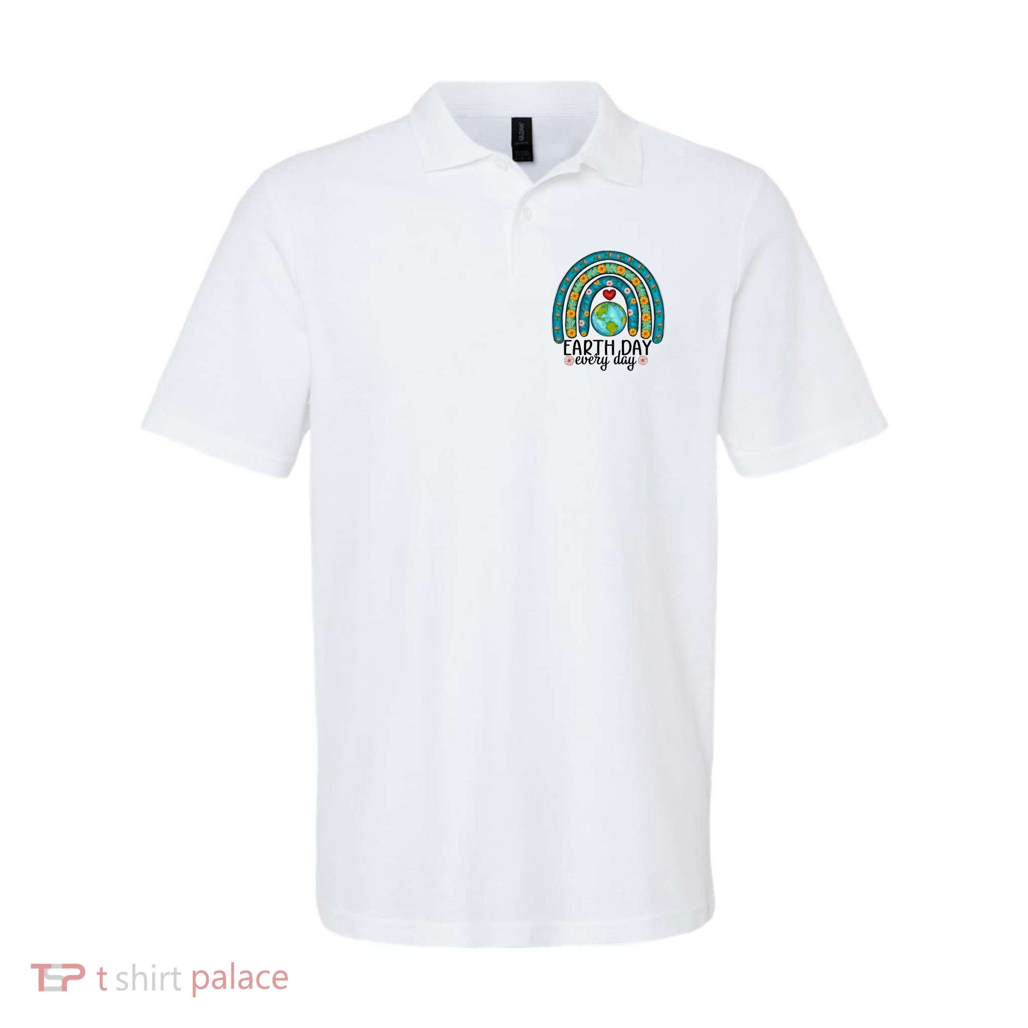 Earth Day Every Day Save Our Planet Rainbow Tree Polo
