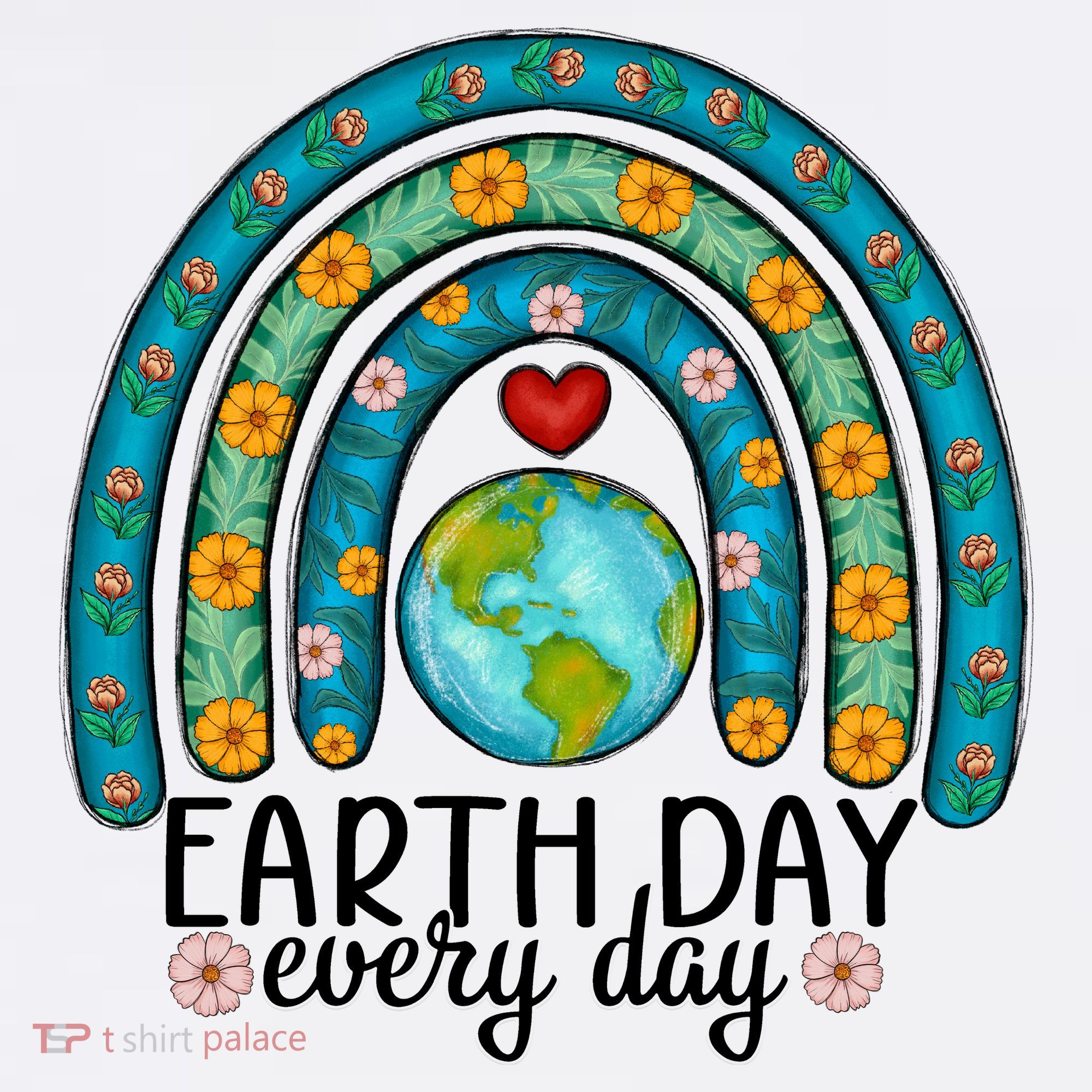 Earth Day Every Day Save Our Planet Rainbow Tree Polo