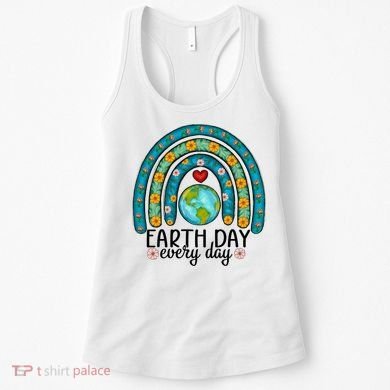 Earth Day Every Day Save Our Planet Rainbow Tree Women's Tank Top