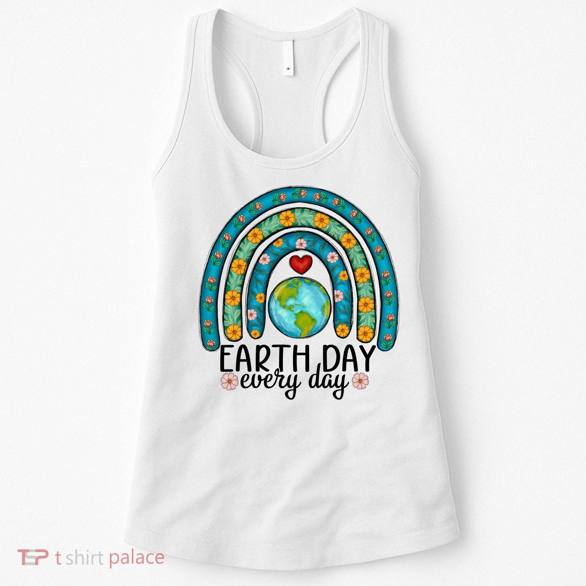 Earth Day Every Day Save Our Planet Rainbow Tree Women's Tank Top