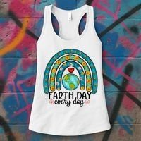 Earth Day Every Day Save Our Planet Rainbow Tree Women's Tank Top thumb 3