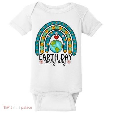 Earth Day Every Day Save Our Planet Rainbow Tree Baby Bodysuit
