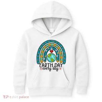 Earth Day Every Day Save Our Planet Rainbow Tree Kids Hoodie