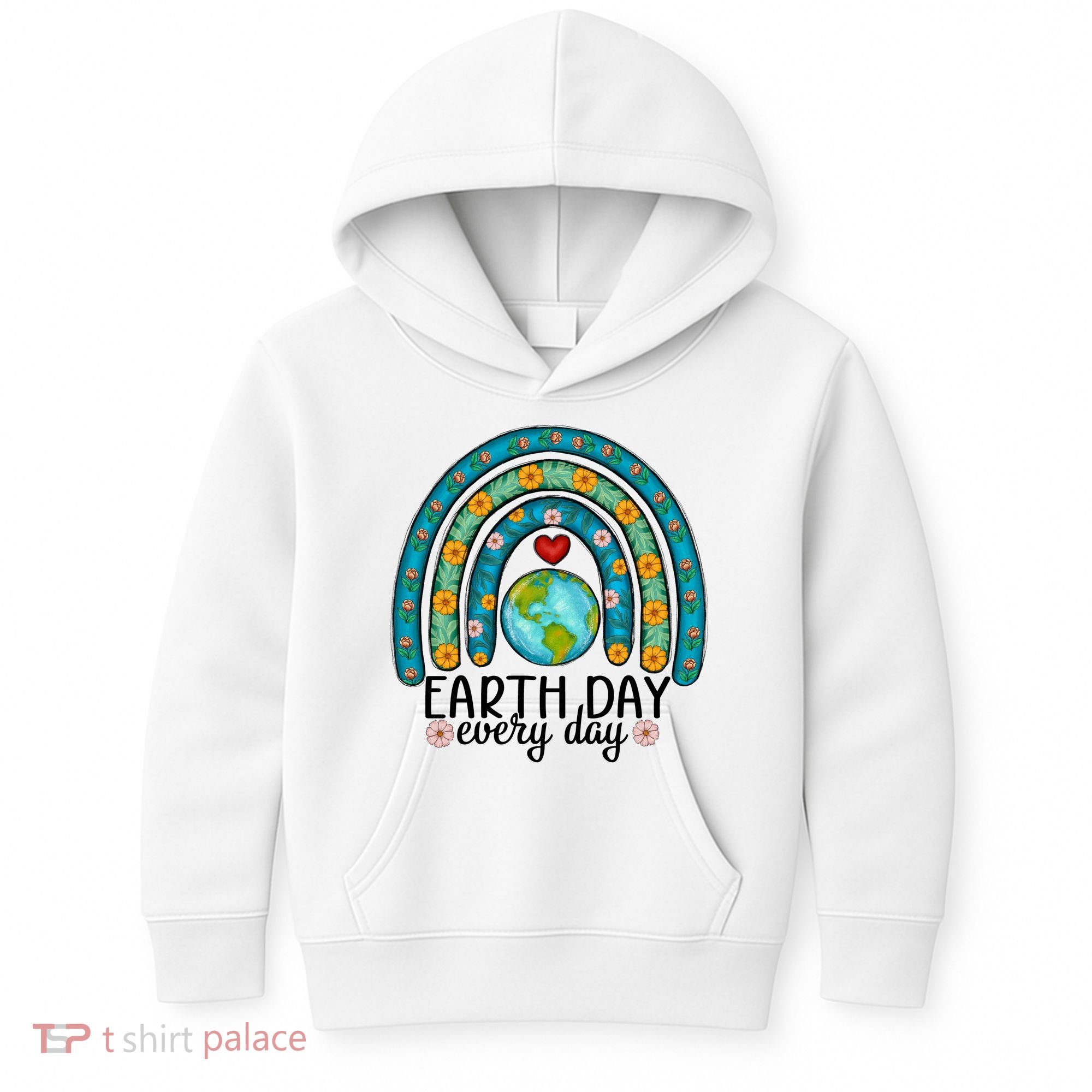Earth Day Every Day Save Our Planet Rainbow Tree Kids Hoodie