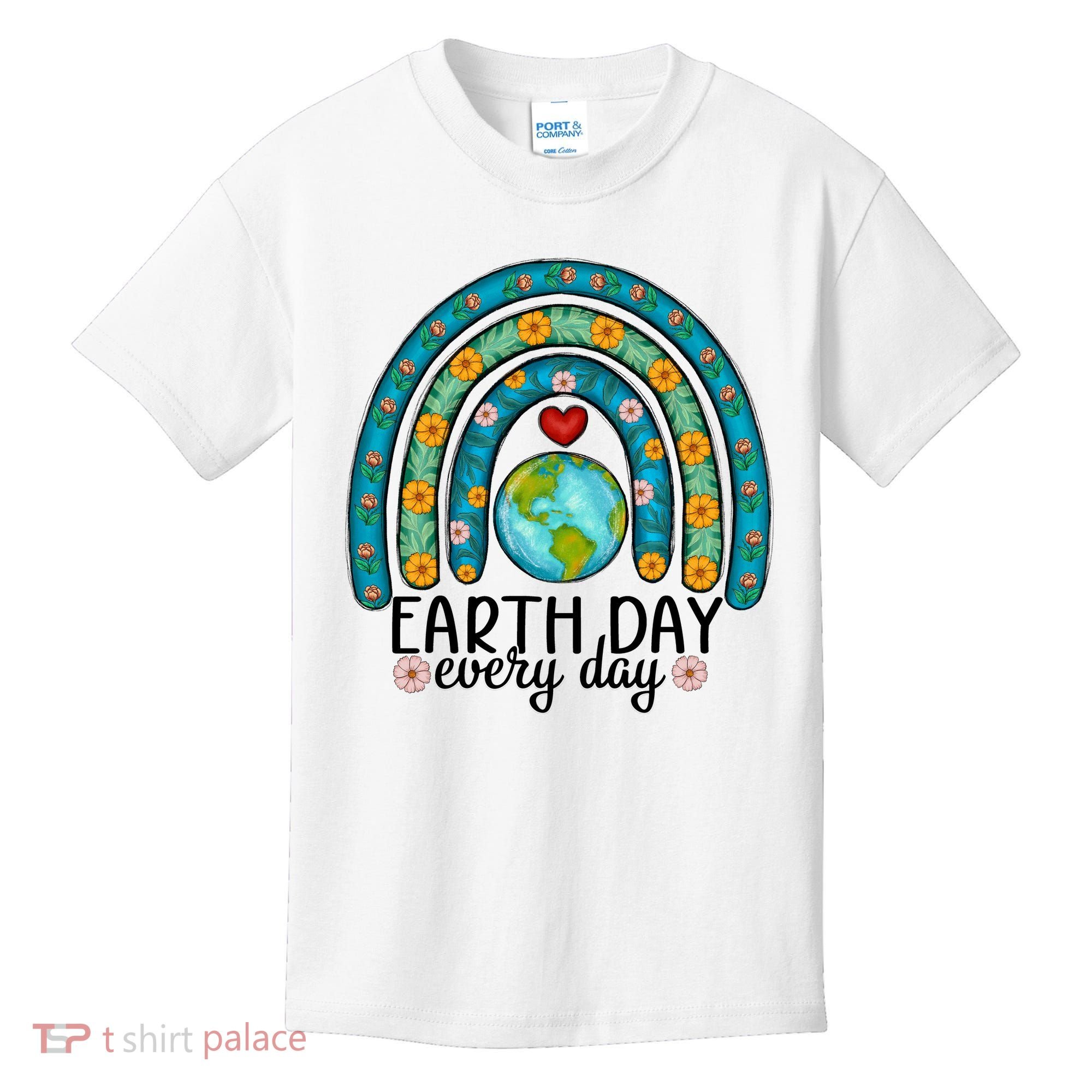 Earth Day Every Day Save Our Planet Rainbow Tree Kids T-Shirt