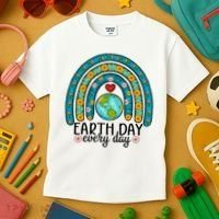 Earth Day Every Day Save Our Planet Rainbow Tree Kids T-Shirt thumb 3