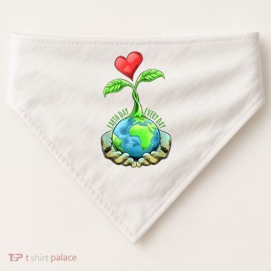 Earth Day Everyday Nature Heart USA-Made Doggie Bandana