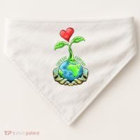 Earth Day Everyday Nature Heart USA-Made Doggie Bandana thumb 0
