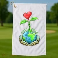 Earth Day Everyday Nature Heart Golf Towel thumb 1