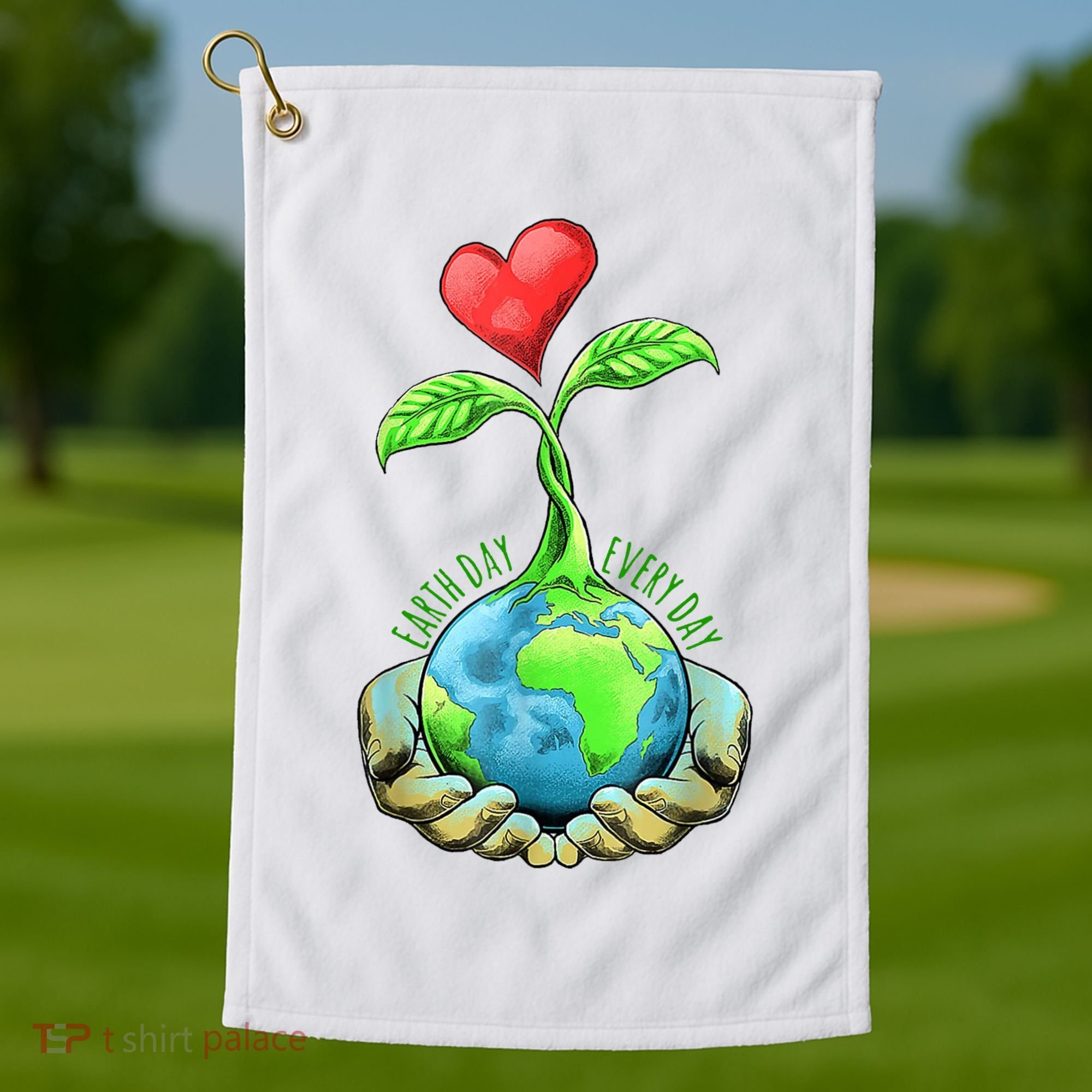 Earth Day Everyday Nature Heart Golf Towel