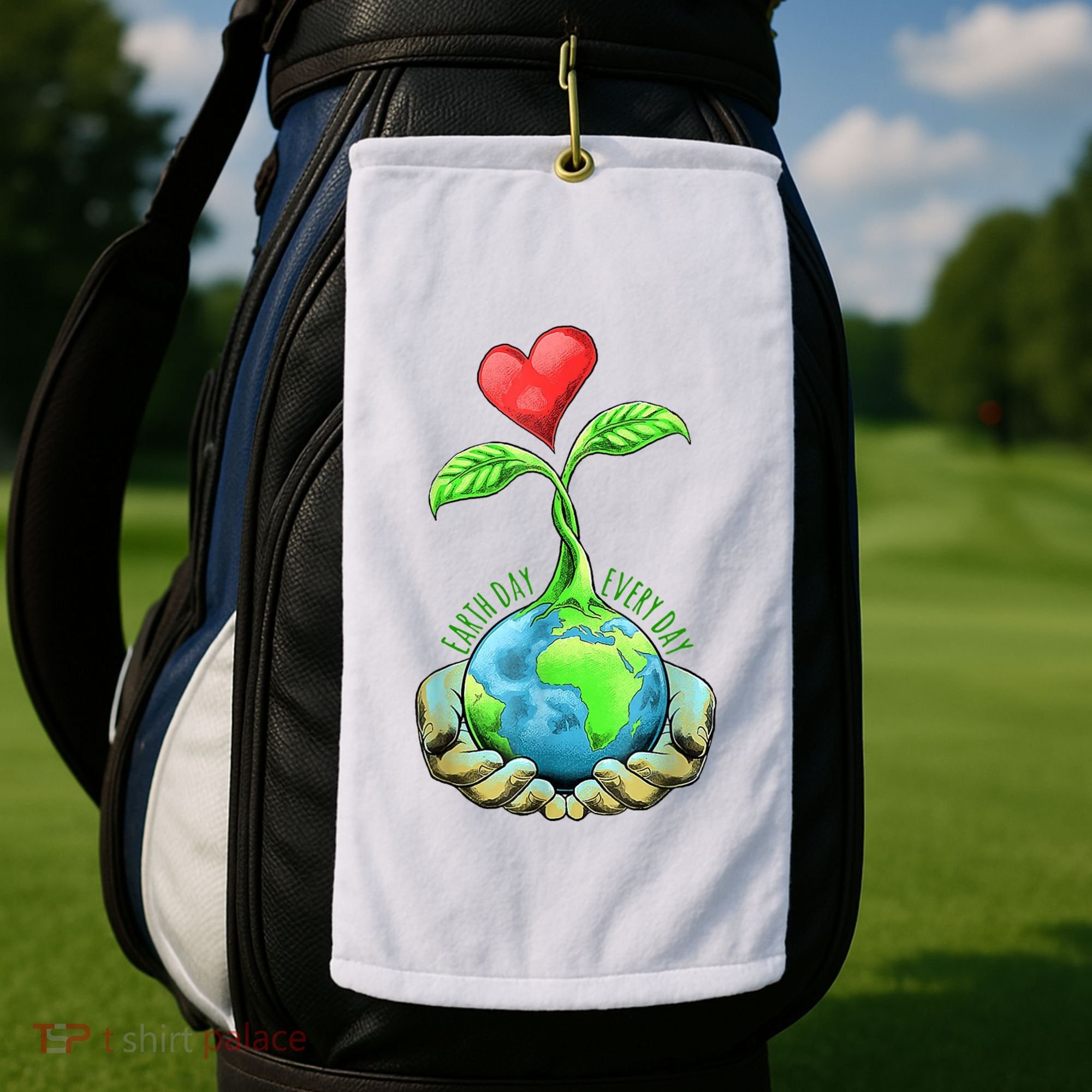 Earth Day Everyday Nature Heart Golf Towel