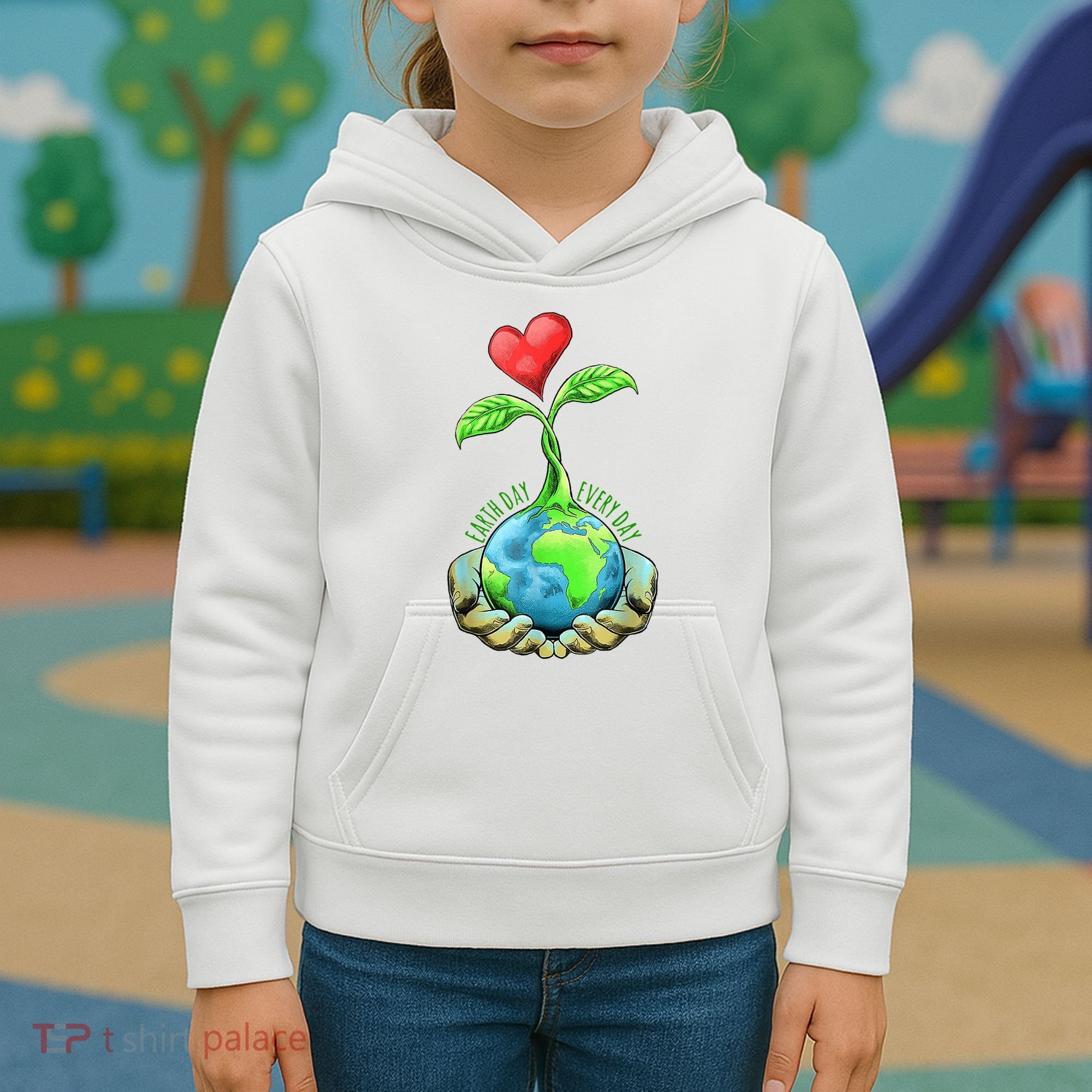 Earth Day Everyday Nature Heart Kids Hoodie