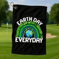 Earth Day Everyday Nature Rainbow Golf Towel thumb 1