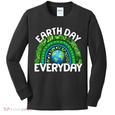 Earth Day Everyday Nature Rainbow Kids Long Sleeve Shirt