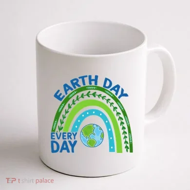 Earth Day Everyday Rainbow Coffee Mug back