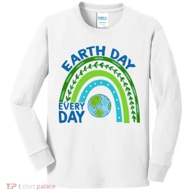 Earth Day Everyday Rainbow Kids Long Sleeve Shirt