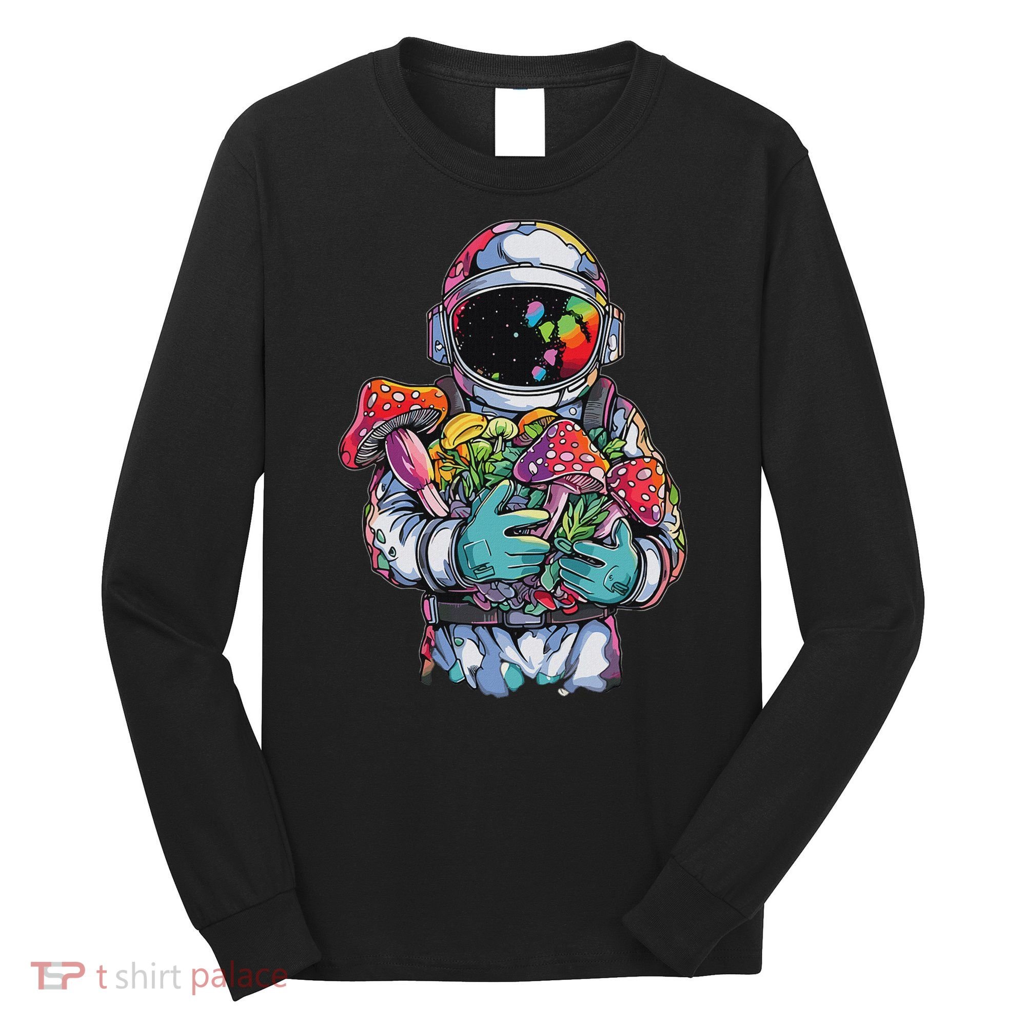 Edm Dj Festival Outfit & Women Trippy Astronaut Art Edm Mushroom Psychedelic Rave, Long Sleeve Shirt