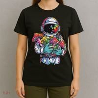 Edm Dj Festival Outfit & Women Trippy Astronaut Art Edm Mushroom Psychedelic Rave, T-Shirt thumb 4