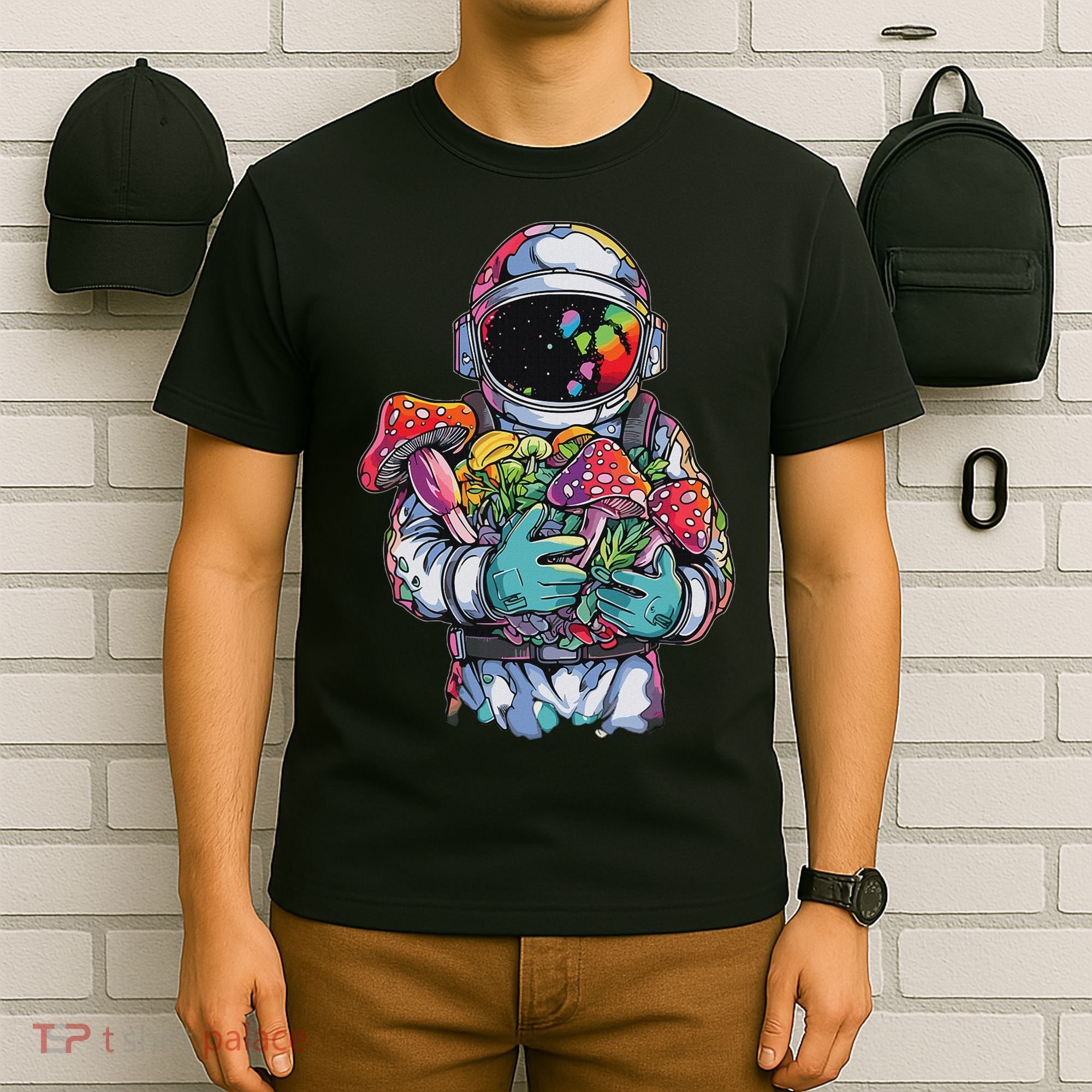 Edm Dj Festival Outfit & Women Trippy Astronaut Art Edm Mushroom Psychedelic Rave, T-Shirt
