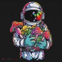 Edm Dj Festival Outfit & Women Trippy Astronaut Art Edm Mushroom Psychedelic Rave, T-Shirt thumb 7