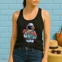 Edm Dj Festival Outfit & Women Trippy Astronaut Art Edm Mushroom Psychedelic Rave, Women's Tank Top thumb 2