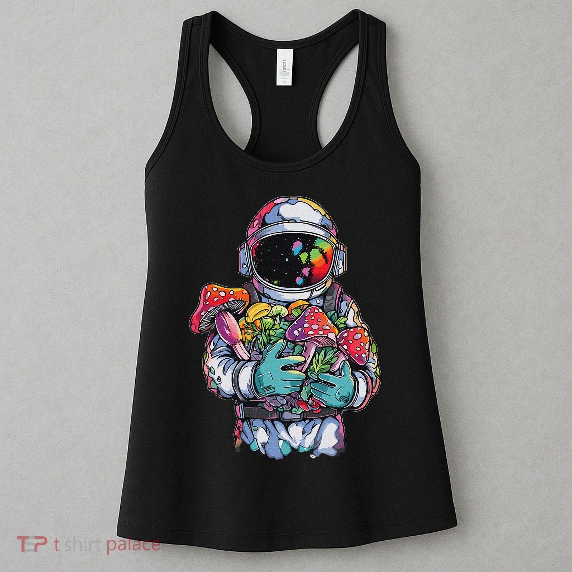 Edm Dj Festival Outfit & Women Trippy Astronaut Art Edm Mushroom Psychedelic Rave, Women's Tank Top