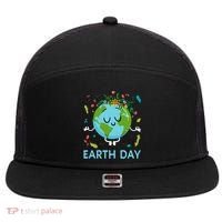 Earth Day Floral Cute & Peaceful Planet Earth Day  7 Panel Mesh Trucker Snapback Hat thumb 0