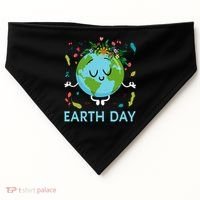 Earth Day Floral Cute & Peaceful Planet Earth Day  USA-Made Doggie Bandana thumb 0