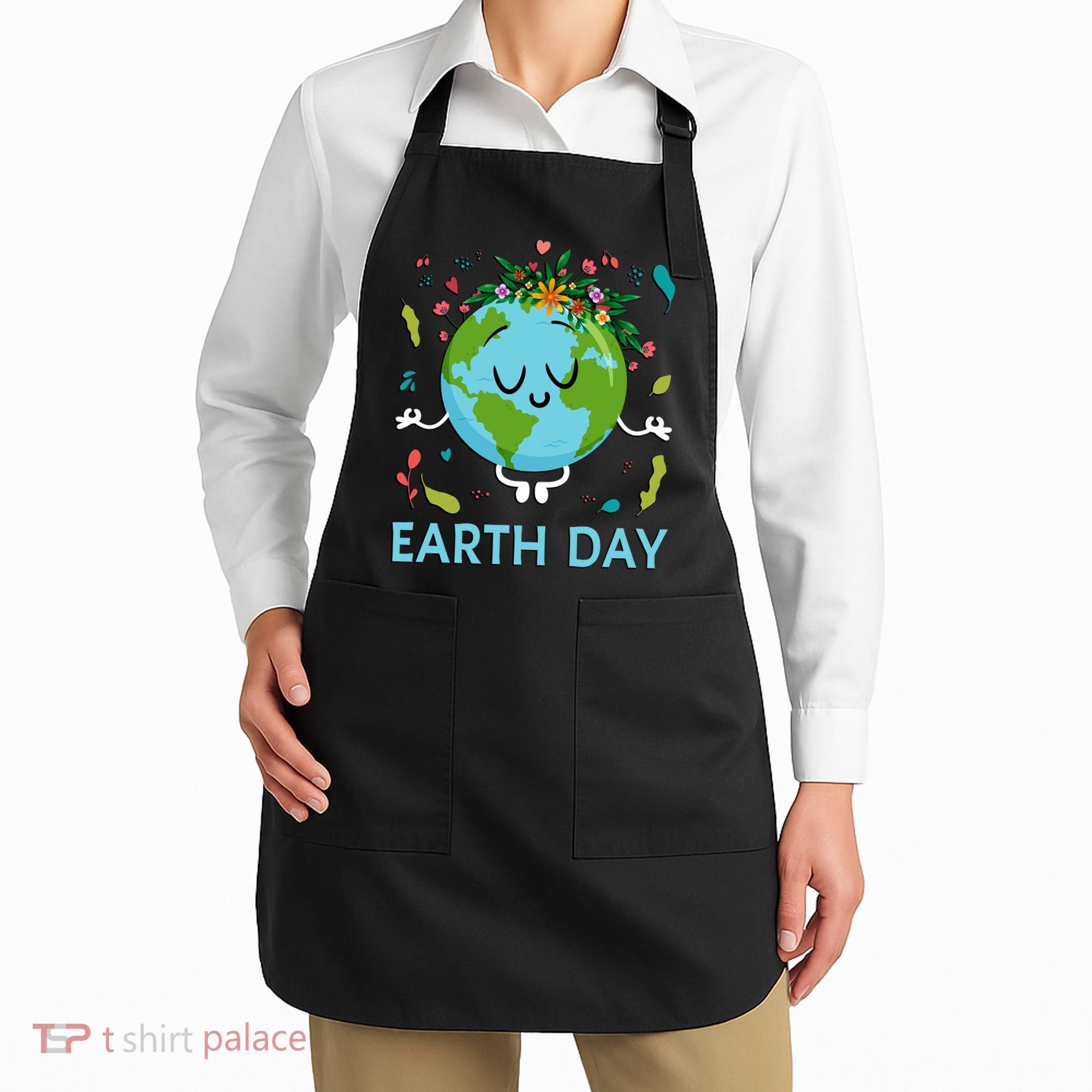 Earth Day Floral Cute & Peaceful Planet Earth Day  Apron