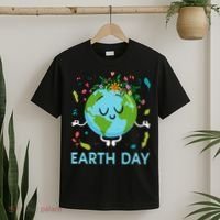Earth Day Floral Cute & Peaceful Planet Earth Day  T-Shirt thumb 2