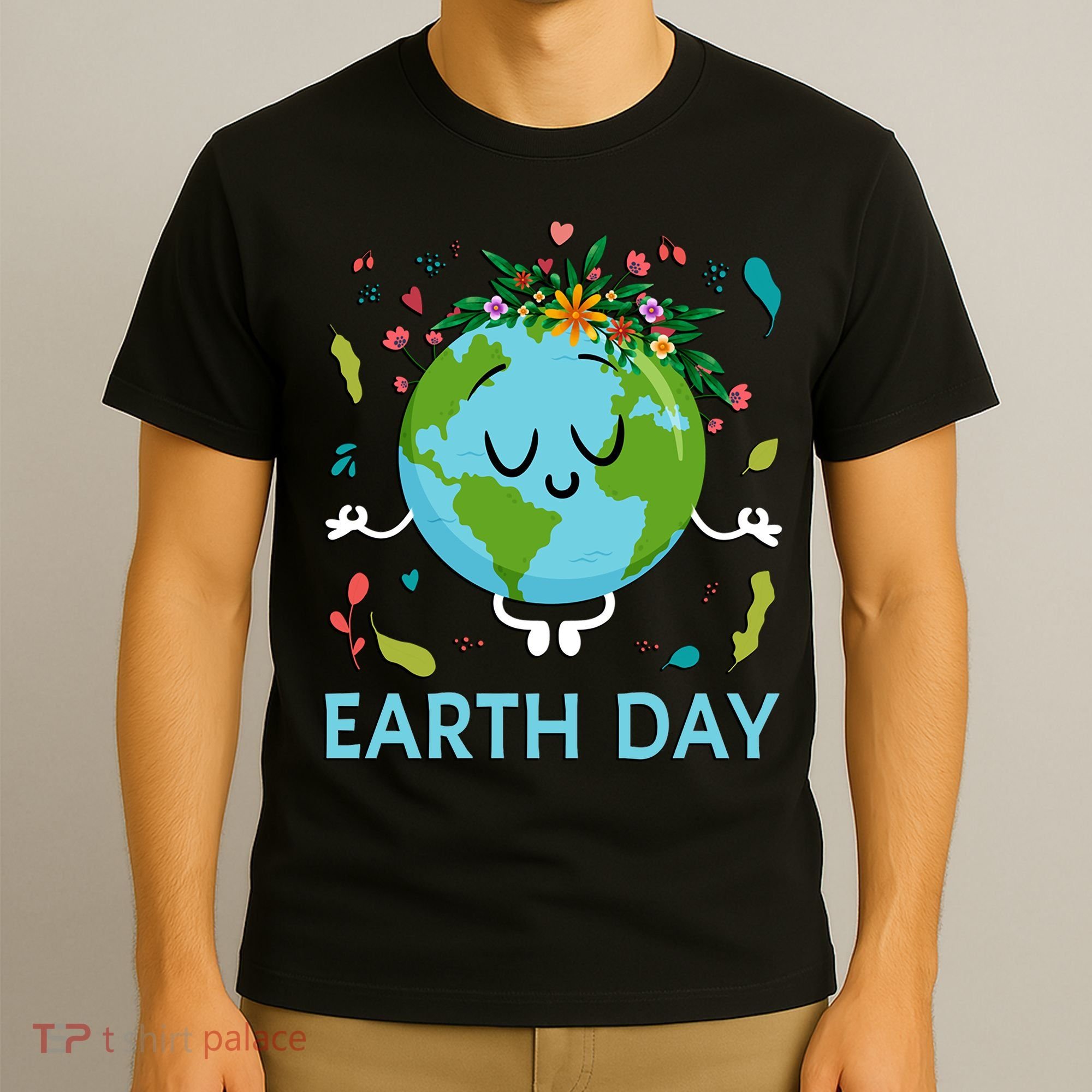 Earth Day Floral Cute & Peaceful Planet Earth Day  T-Shirt