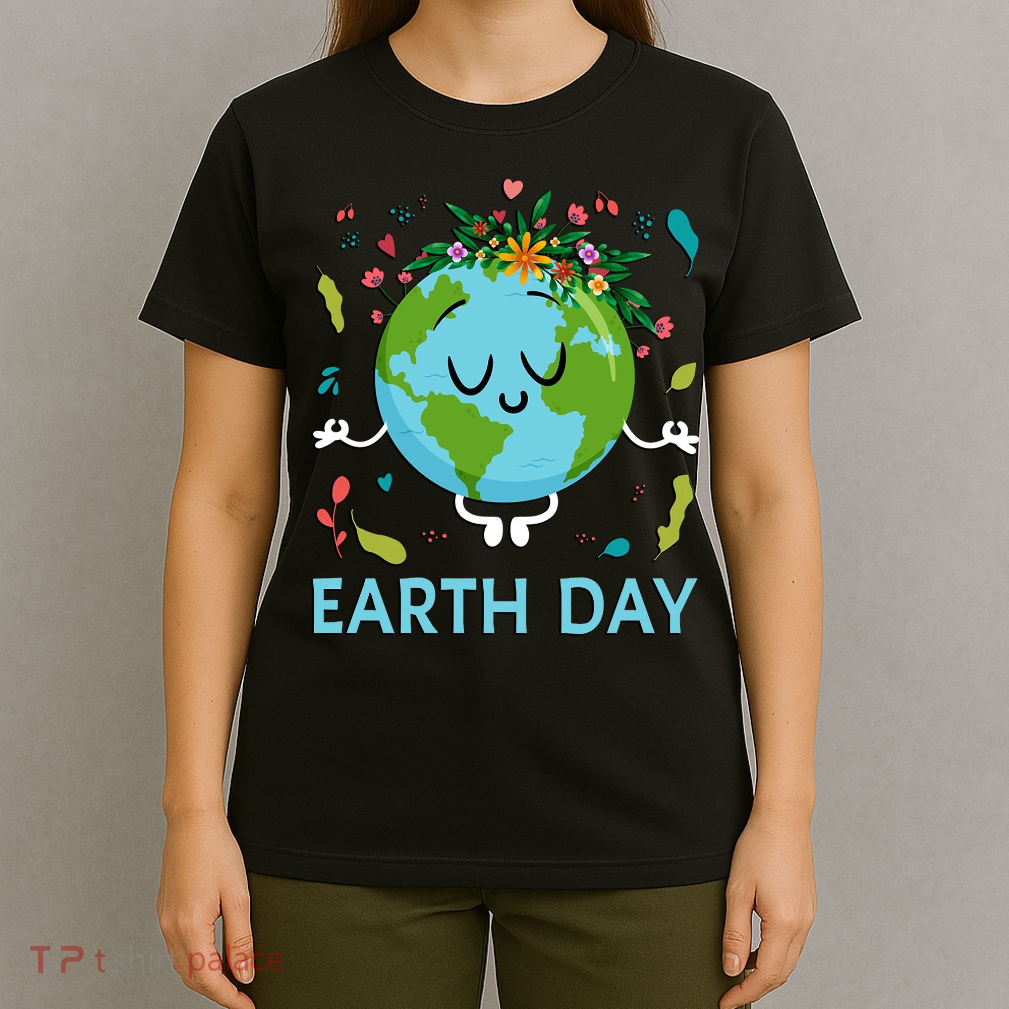 Earth Day Floral Cute & Peaceful Planet Earth Day  T-Shirt
