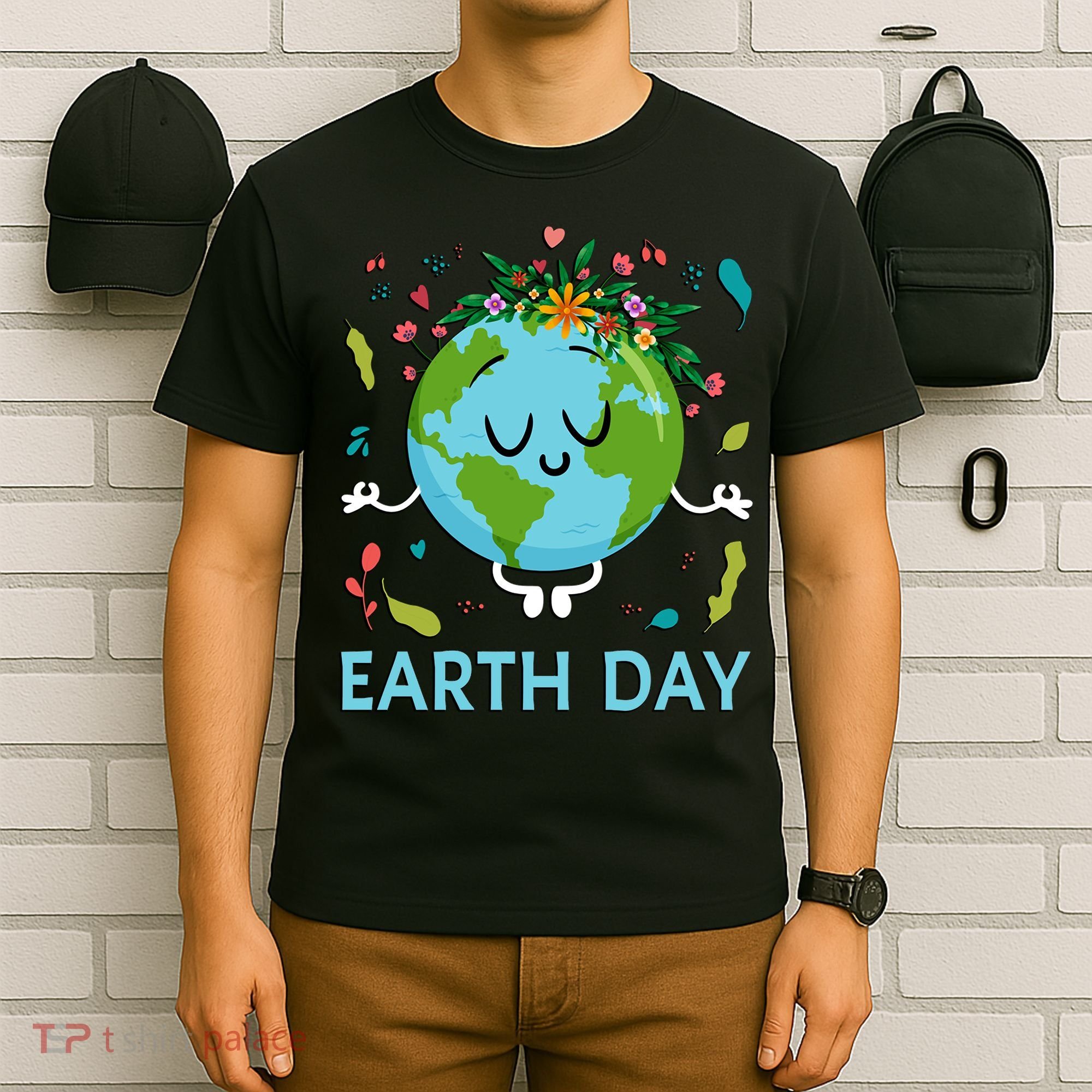 Earth Day Floral Cute & Peaceful Planet Earth Day  T-Shirt