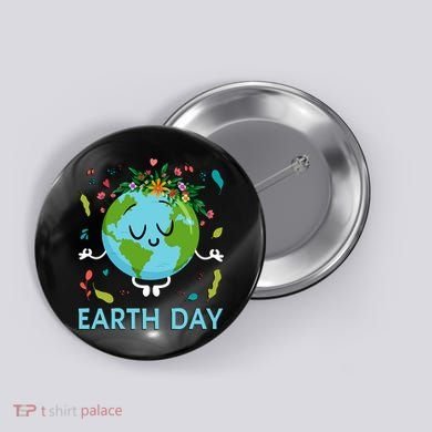 Earth Day Floral Cute & Peaceful Planet Earth Day  Button