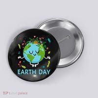 Earth Day Floral Cute & Peaceful Planet Earth Day  Button thumb 0
