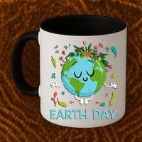 Earth Day Floral Cute & Peaceful Planet Earth Day  Coffee Mug thumb 2