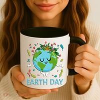 Earth Day Floral Cute & Peaceful Planet Earth Day  Coffee Mug thumb 3